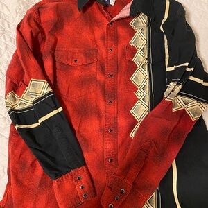 Stylish Red and Black Button-Up Shirt
